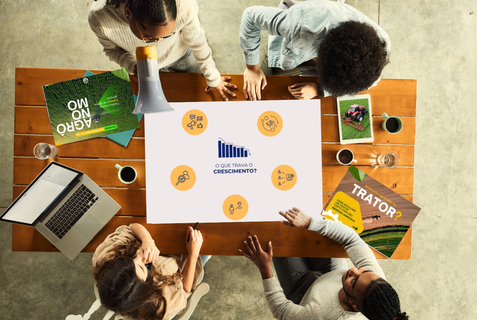 Time de agronegócio planejando estratégias de crescimento